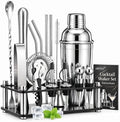 Cocktail Shaker Set, 18-Piece Bartender Kit with Stand, Bar Tool Set
