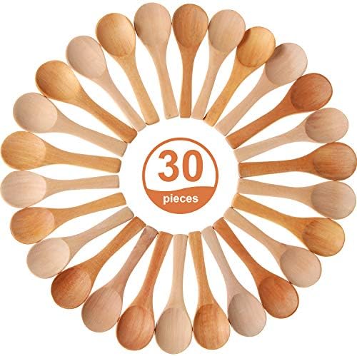 Boao 30 Pcs Mini Wooden Spoons, Small Wood Spoon for Jars, Several