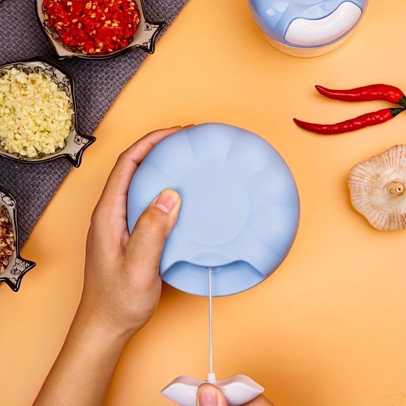 Single Hand Pull Manual Food Chopper, Mini Pull String Garlic Meat