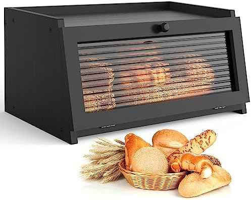 LOHASOK Bread Box for Kitchen Countertop,Black