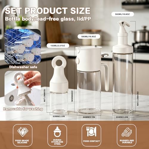 3-Piece Oil Dispenser Set, 580ml 3-in-1