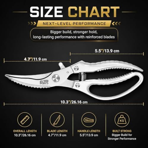 Heavy Duty Poultry Shears, Spring Loaded Kitchen Scissors for Chicken