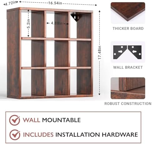 Helsin 9-Grid Mug Display Rack, 16inch, Bronze