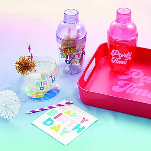 Slant Collections Bar Tray Pink and Red Retro Acrylic Serving Platter