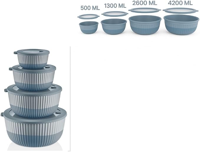 Mixing Bowls with Lids, 8-Piece Airtight Leak-Proof Nesting BPA-Free Bowl Set - Image 6