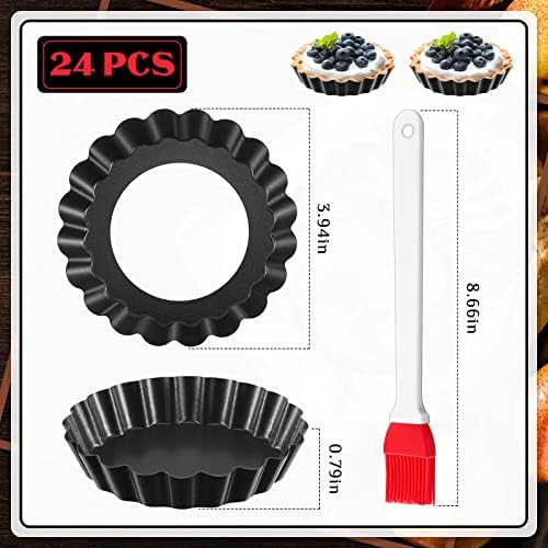 Patelai 24 Pcs Mini Tart Pans 4 Inch with Removable Bottom Round