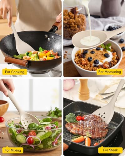 BUNDLEPRO Silicone Cooking Utensil Set, 4 Pcs, Khaki