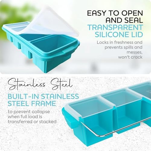 XOMOO Silicone Freezer Tray with Lid, 2-Pack
