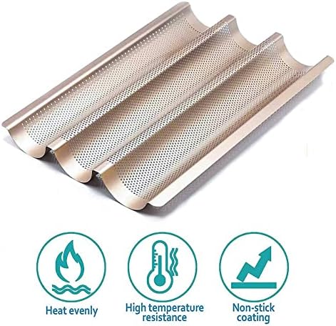 Baguette Pans for Baking 15" x 11", Carbon Steel 3 Loaf Nonstick