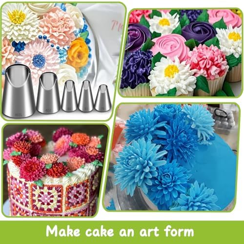 Suuker 5 Pieces Chrysanthemum Piping Tips Set