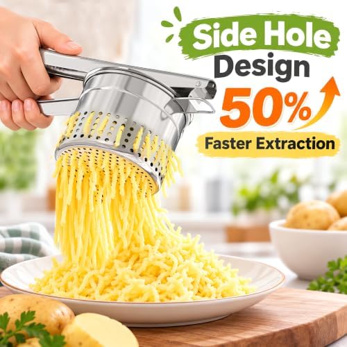 Livilord 15oz Potato Ricer, Stainless Steel, Large 3mm Press Holes