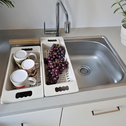 2-Pack Extendable Over the Sink Strainer Colander Basket, Expandable