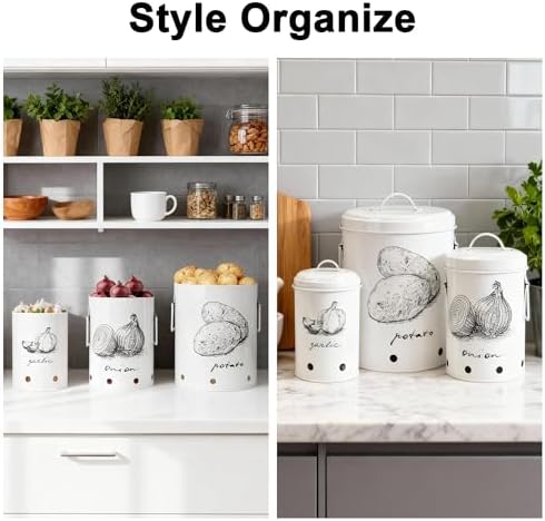 Kitchen Potato and Onion Storage Bin,Metal Vegetable Storage Bins Set