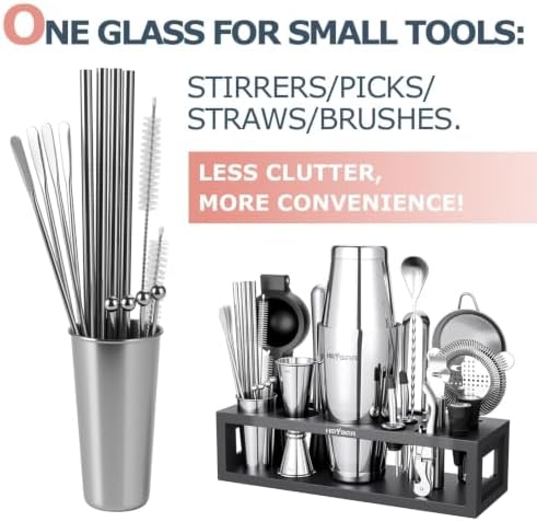HMYBAR® Bartender Kit with Black Bamboo Stand, 31-Piece Cocktail