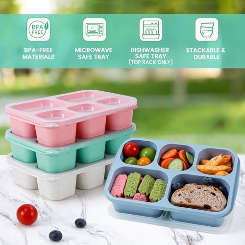 Caperci Wheat Straw Bento Snack Box Containers for Adults & Kids