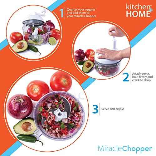 Kitchen Home Manual Food Chopper - 5 in 1 Miracle Chopper, Salsa Maker, Blender, Slicer, Shredder and Julienne – As Seen on TV Manual Food Processor