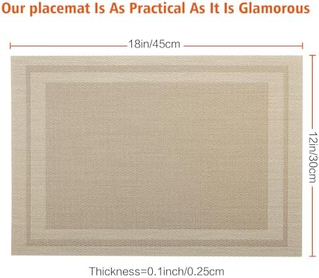 Beige Vinyl Placemats Set of 8,Washable Dining PVC Table Mats