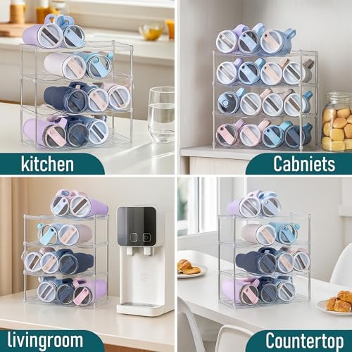 Water Bottle Organizer Stackable 4 Tier Rack for 32oz - 40oz Water