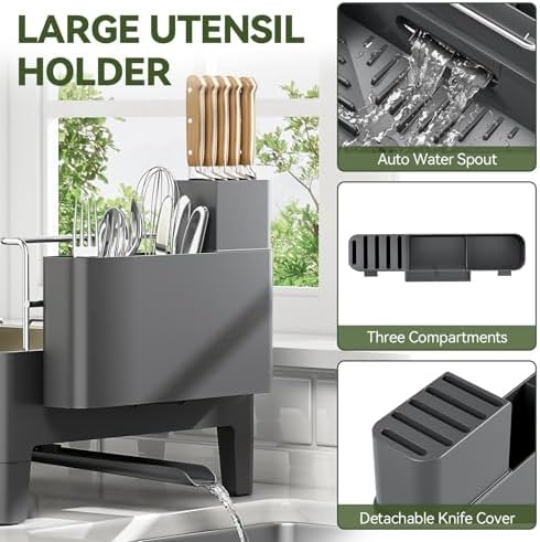 Urackify Expandable Dish Drying Rack, Stainless Steel & Aluminum
