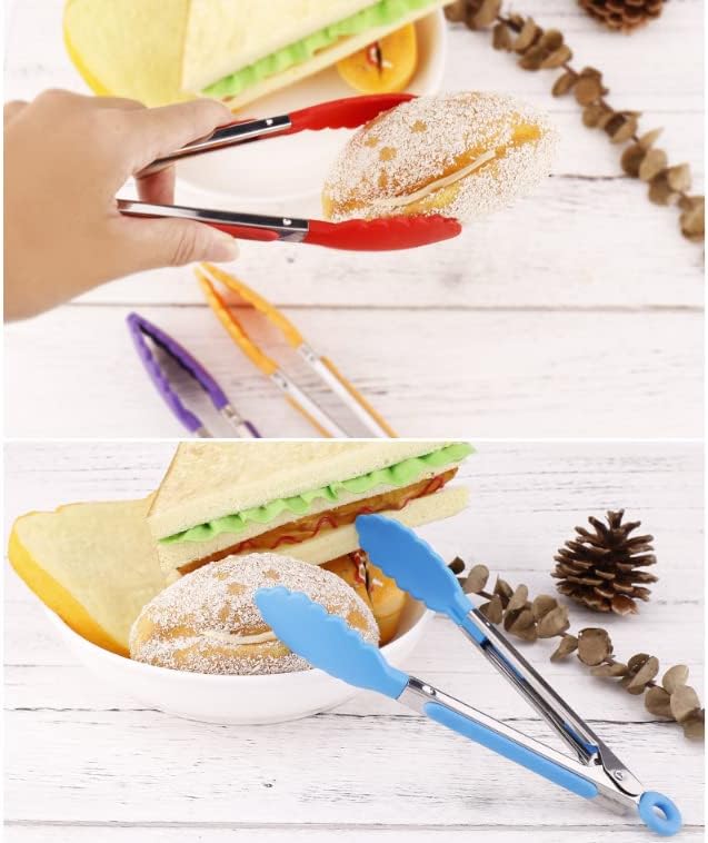 ZHIYE 4Pcs Silicone Tongs, Kitchen Tongs 7” Non-slip & Easy Grip Stainless - Image 6