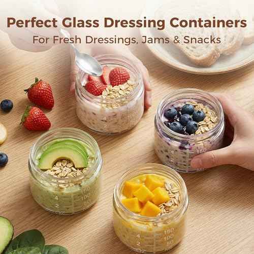 6 oz Small Glass Jars with Bamboo Lids, 4 Pack