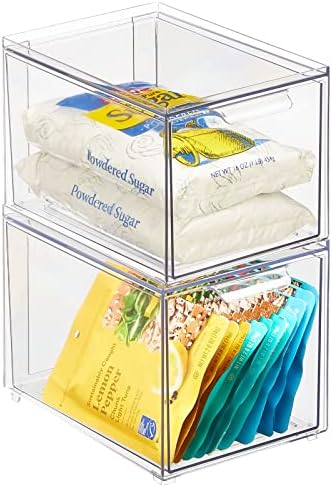 mDesign Kitchen Storage Drawer Box – Plastic Storage Box with Pull-Out
