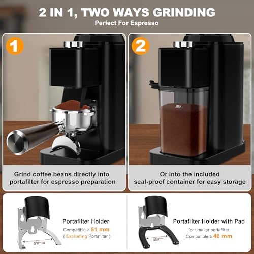 binROC Electric Conical Burr Coffee Grinder, Black