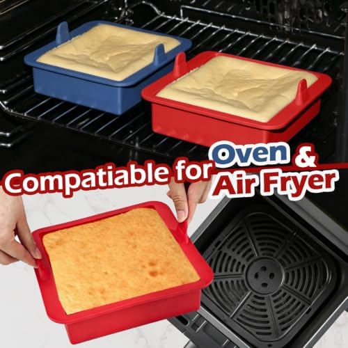 Webake 6 inch Air Fryer Square Cake Pan, Nonstick Platinum Silicone