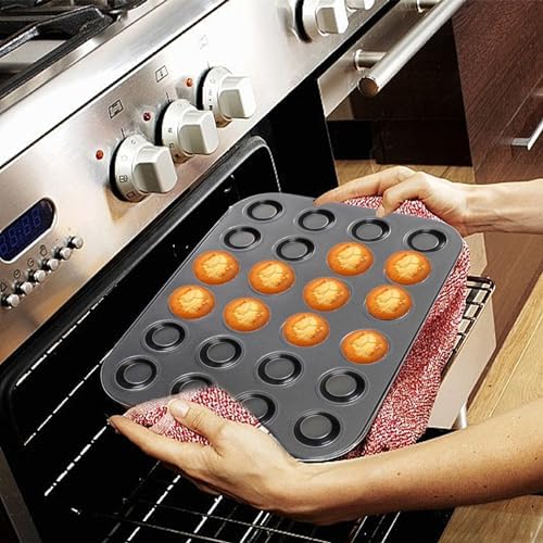 2 Pack Mini Muffin Pan Nonstick Mini Carbon Steel Cupcake Pans 24 Cups