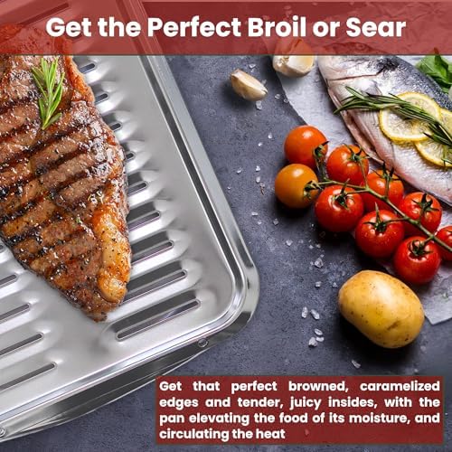 Broiler Pan for Oven 16.75” x 13” - Broiling Pan for Oven With Rack