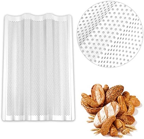 AYCCNH Stainless Steel French Baguette Bread Pan, Perforated Loaf Pans