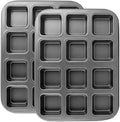 Beasea Brownie Pan with Dividers, 2 Set All Edges Square Cupcake