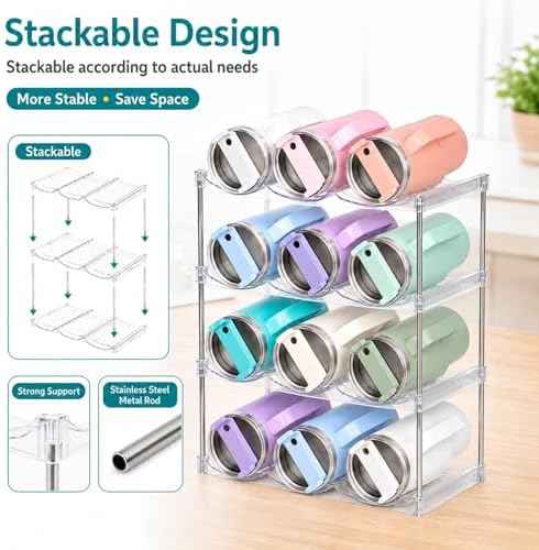 Stackable Water Bottle Organizer for Stanley 40 oz Tumbler, Large
