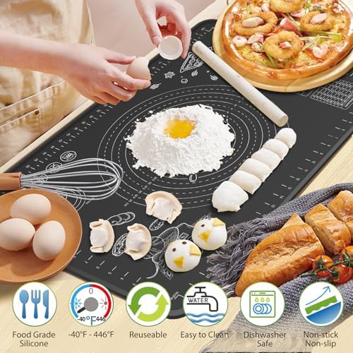 Silicone Baking Mat 28" x 20" Extra Thickness Dough Rolling Mat with