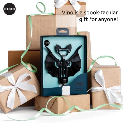 OTOTO Vino Spooky Bat 2-in-1 Wine & Beer Opener, Corkscrew & Bottle