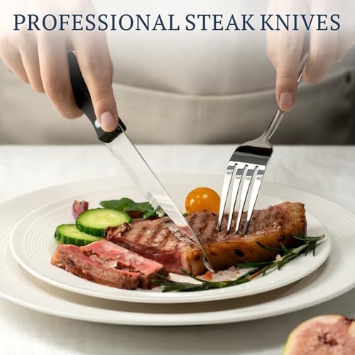 Astercook Silverware Set with Steak Knives 24-Piece Flatware Set for 4