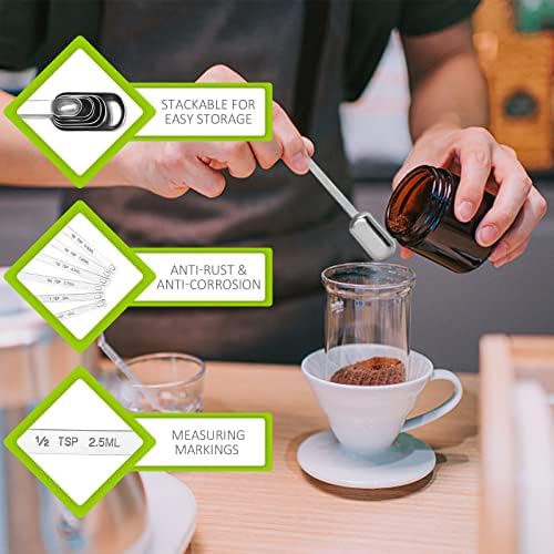 3PCS 1/2TSP(2.5ML) Measuring Spoon, Stainless Steel Long Handle