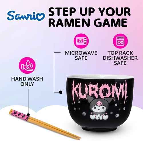 Silver Buffalo Sanrio Hello Kitty Kuromi, Ramen Bowl with Chopsticks
