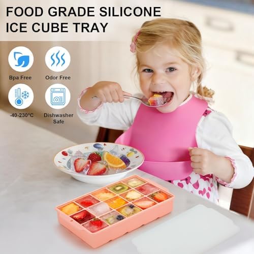 Reespring Silicone Ice Cube Tray, Ice Tray for Freezer with Lid