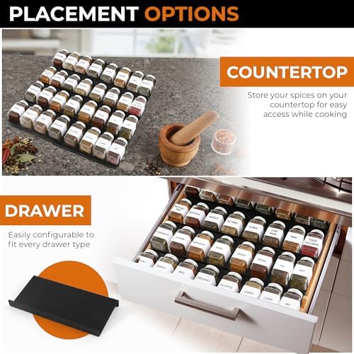 ALCOVA Spice Drawer Organizer Expandable 9-18" for Kitchen Drawer