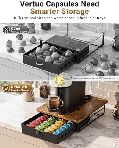 EVERIE Coffee Pod Holder Drawer for Nespresso Vertuo Capsules
