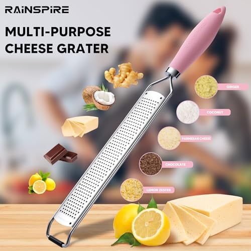 Rainspire Zester Grater with Handle, Lemon Zester Cheese Grater for