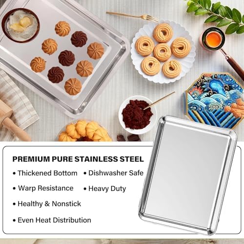 Set of 3 Baking Sheet, Stainless Steel Cookie Sheet Baking Sheet Pan
