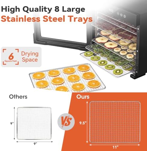 Manastin Food Dehydrator, 8 Stainless Steel Trays