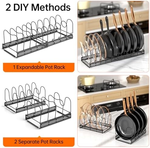 MUDEELA Expandable Pot and Pan Lid Organizer, 10 Divider, Black