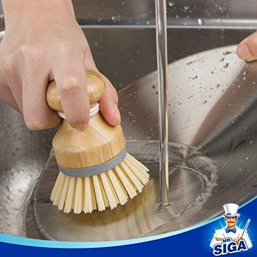 MR.SIGA Bamboo Dish Scrub Brush, Pack of 2
