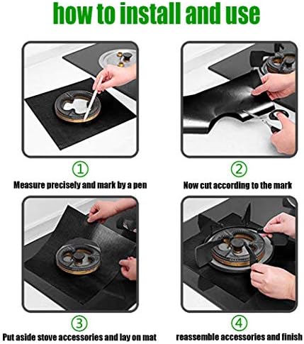 Stove Burner Covers,0.3 MM Double Thickness,8 Pack,Black,Size 10.6” x