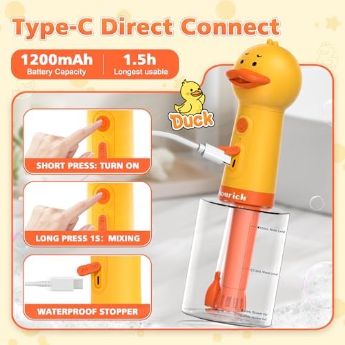 500ml Dog Shampoo Dispenser with Brush, Auto-Mix Duck Foam Sprayer