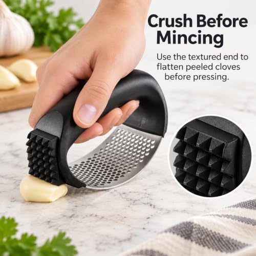 Rocker Garlic Press, 304 Stainless Steel, Black