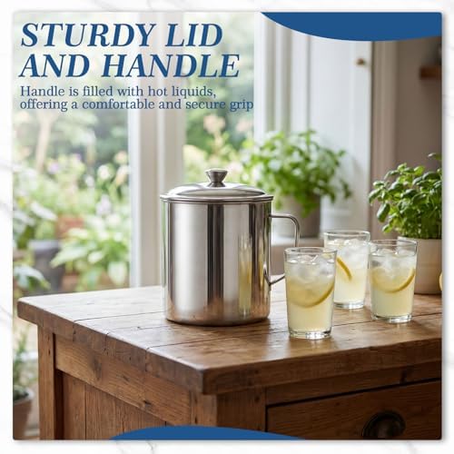 2 Pack 2.5 Liters/ 84 oz Stainless Steel Pitcher with Lid, Large